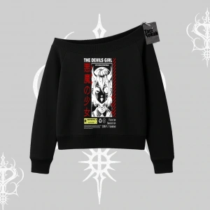 Kayık Yaka Sweatshirt Anime Devils Girl Japanese Style Baskılı