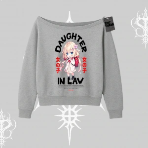 Kayık Yaka Sweatshirt Anime Girl Daughter In Law Baskılı