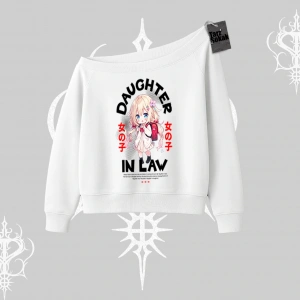 Kayık Yaka Sweatshirt Anime Girl Daughter In Law Baskılı