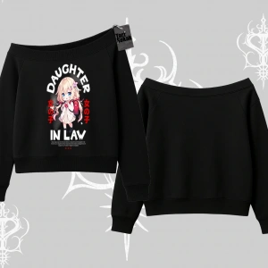 Kayık Yaka Sweatshirt Anime Girl Daughter In Law Baskılı