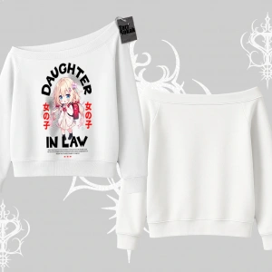 Kayık Yaka Sweatshirt Anime Girl Daughter In Law Baskılı