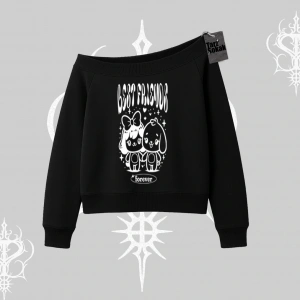 Kayık Yaka Sweatshirt Best Friends Forever Baskılı Sevimli Tasarım