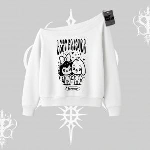 Kayık Yaka Sweatshirt Best Friends Forever Baskılı Sevimli Tasarım