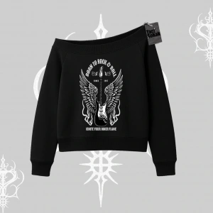 Kayık Yaka Sweatshirt Born to Rock Eternal Flame Legacy