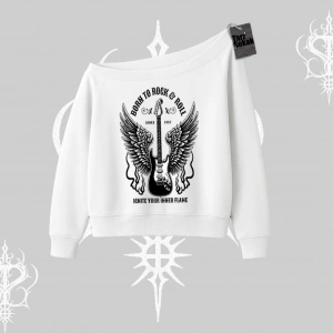 Kayık Yaka Sweatshirt Born to Rock Eternal Flame Legacy