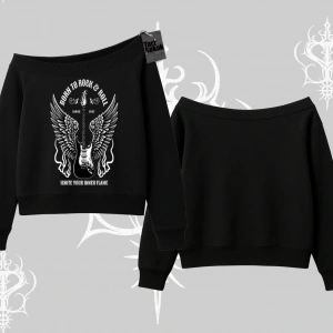Kayık Yaka Sweatshirt Born to Rock Eternal Flame Legacy