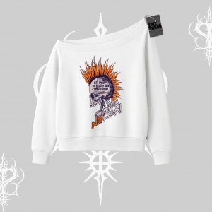 Kayık Yaka Sweatshirt Burning Skull Rebel Street Anthem