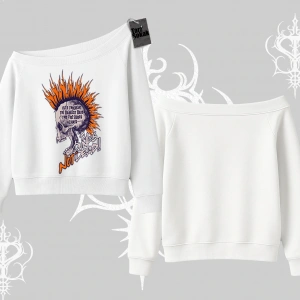 Kayık Yaka Sweatshirt Burning Skull Rebel Street Anthem