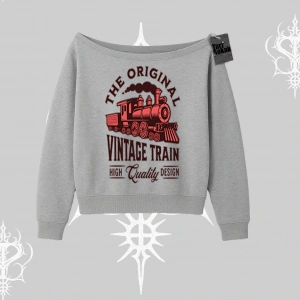 Kayık Yaka Sweatshirt Classic Railroad Vintage Train Street Aesthetic