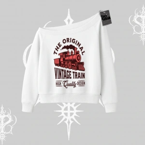 Kayık Yaka Sweatshirt Classic Railroad Vintage Train Street Aesthetic