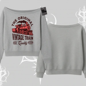 Kayık Yaka Sweatshirt Classic Railroad Vintage Train Street Aesthetic