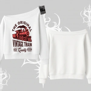 Kayık Yaka Sweatshirt Classic Railroad Vintage Train Street Aesthetic