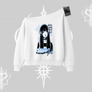 Kayık Yaka Sweatshirt Cyber Y2K Anime Girl Street Sound Aesthetic