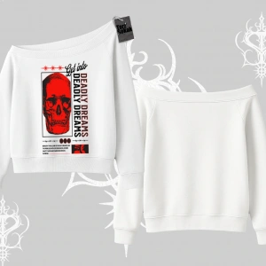 Kayık Yaka Sweatshirt Deadly Dreams Skull Redcore Street Manifest