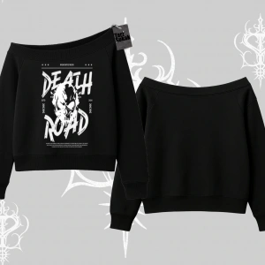 Kayık Yaka Sweatshirt Death Road Memento Mori Street Manifest