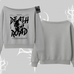 Kayık Yaka Sweatshirt Death Road Memento Mori Street Manifest