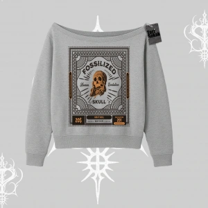 Kayık Yaka Sweatshirt Fossilized Skull Underground Archive