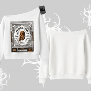 Kayık Yaka Sweatshirt Fossilized Skull Underground Archive