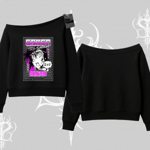 Kayık Yaka Sweatshirt Games Schoolgirl Anime Baskılı