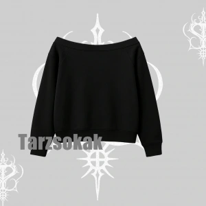 Kayık Yaka Sweatshirt Hard Rock Winged Guitar Rebellion