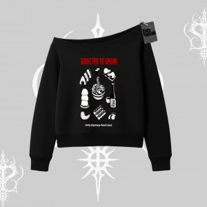 Kayık Yaka Sweatshirt Japon Mutfağı Umami Temalı Baskılı
