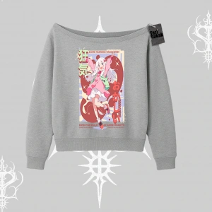 Kayık Yaka Sweatshirt Madness Unleashed Anime Girl Baskılı