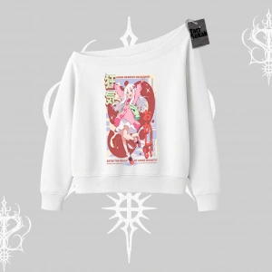 Kayık Yaka Sweatshirt Madness Unleashed Anime Girl Baskılı