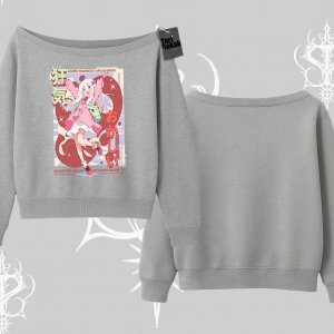 Kayık Yaka Sweatshirt Madness Unleashed Anime Girl Baskılı
