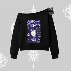Kayık Yaka Sweatshirt Neo Tokyo Girl Y2K Street Anime Aesthetic