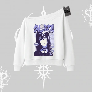 Kayık Yaka Sweatshirt Neo Tokyo Girl Y2K Street Anime Aesthetic