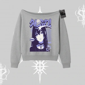 Kayık Yaka Sweatshirt Neo Tokyo Girl Y2K Street Anime Aesthetic