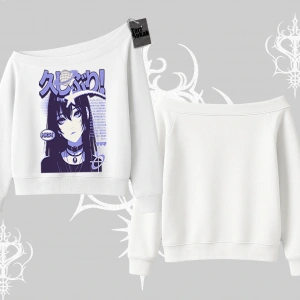 Kayık Yaka Sweatshirt Neo Tokyo Girl Y2K Street Anime Aesthetic