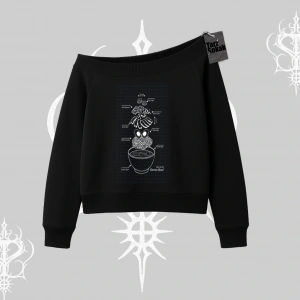Kayık Yaka Sweatshirt Noodle Theory Hand Drawn Concept