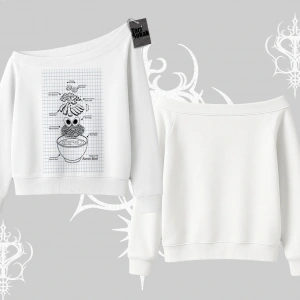 Kayık Yaka Sweatshirt Noodle Theory Hand Drawn Concept