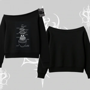 Kayık Yaka Sweatshirt Noodle Theory Hand Drawn Concept