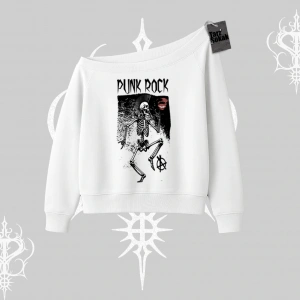 Kayık Yaka Sweatshirt Punk Rock Chaos Skeleton Riot