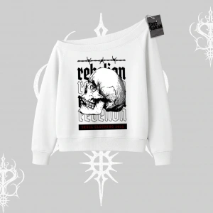 Kayık Yaka Sweatshirt Rebellion Skull Underground Street Legacy
