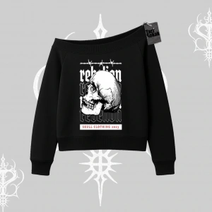Kayık Yaka Sweatshirt Rebellion Skull Underground Street Legacy