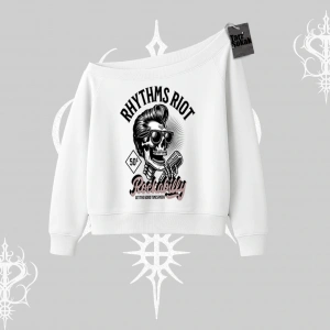 Kayık Yaka Sweatshirt Rhythms Riot Vintage Rockabilly Skull Street Aesthetic