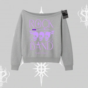 Kayık Yaka Sweatshirt Rock Band Street Noise Culture