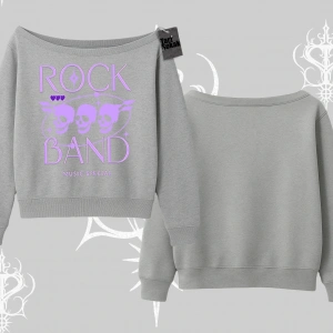 Kayık Yaka Sweatshirt Rock Band Street Noise Culture