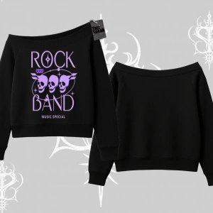 Kayık Yaka Sweatshirt Rock Band Street Noise Culture