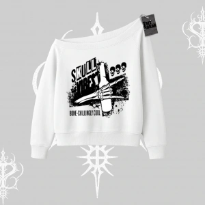 Kayık Yaka Sweatshirt Skull Impact Bone Chilling Street Icon