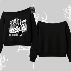 Kayık Yaka Sweatshirt Skull Impact Bone Chilling Street Icon