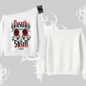 Kayık Yaka Sweatshirt Skull & Roses Vintage West Coast Rebellion