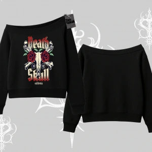 Kayık Yaka Sweatshirt Skull & Roses Vintage West Coast Rebellion