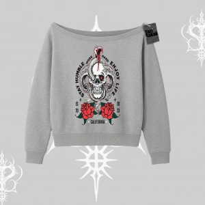 Kayık Yaka Sweatshirt Stay Humble Work Hard Enjoy Life