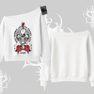 Kayık Yaka Sweatshirt Stay Humble Work Hard Enjoy Life