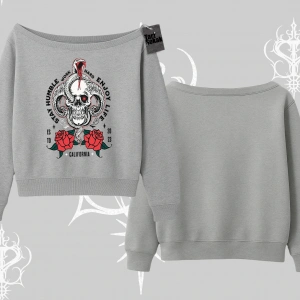 Kayık Yaka Sweatshirt Stay Humble Work Hard Enjoy Life