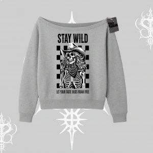 Kayık Yaka Sweatshirt Stay Wild Rock Spirit Urban Riot